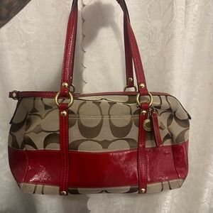 Coach Red and Tan Shoulder Bag